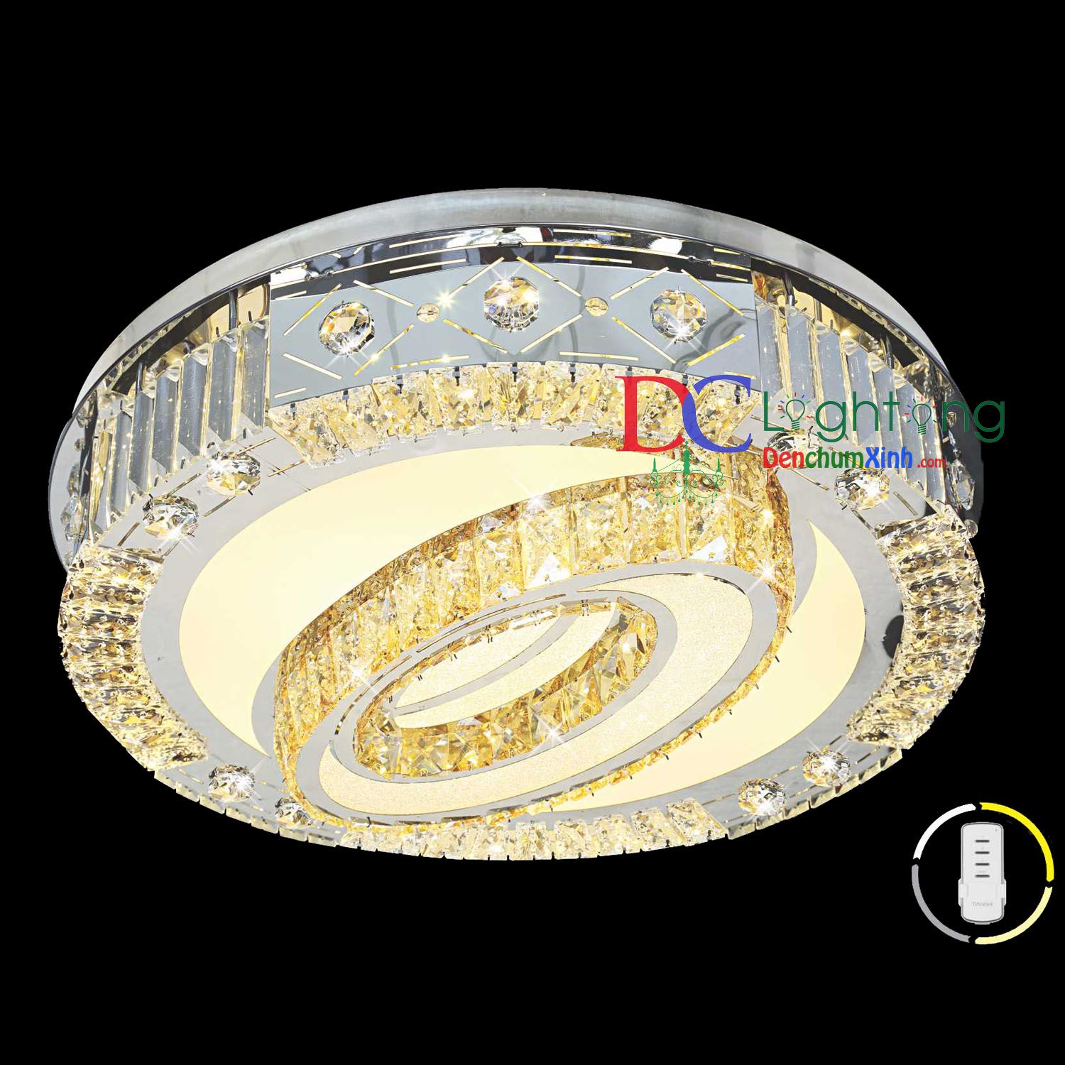 Đèn mâm ốp trần pha lê DCX048 ( Rộng 60cm )