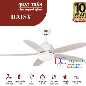 Quạt trần hiện đại trang trí phòng khách - Quạt trần DAISY WH - BH Động cơ 10 năm