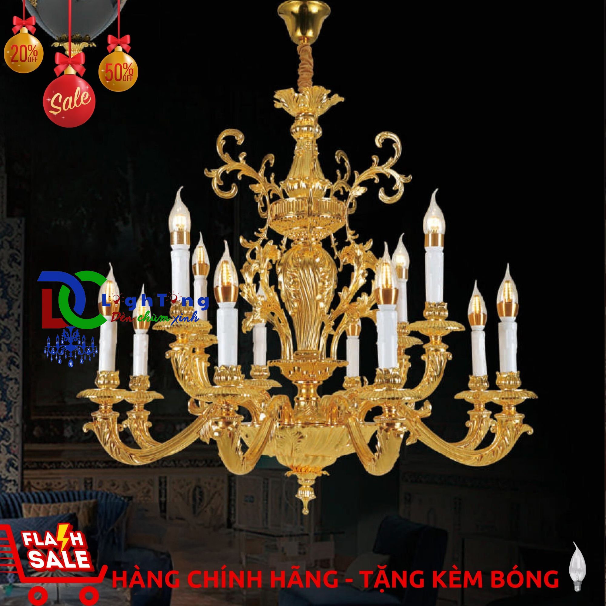 Đèn chùm nến cổ điển CN-3766/12 chính hãng trang trí phòng ngủ, nhà cổ, quán ăn...vvv