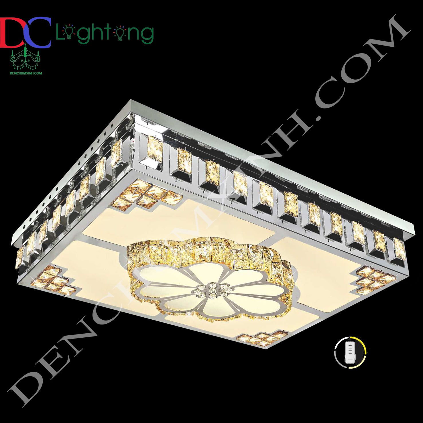 Đèn mâm ốp trần pha lê DCX225 ( Rộng 75cm )