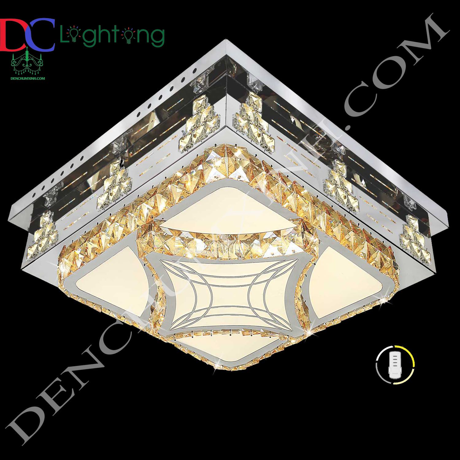 Đèn mâm ốp trần pha lê DCX227 ( Rộng 50cm )