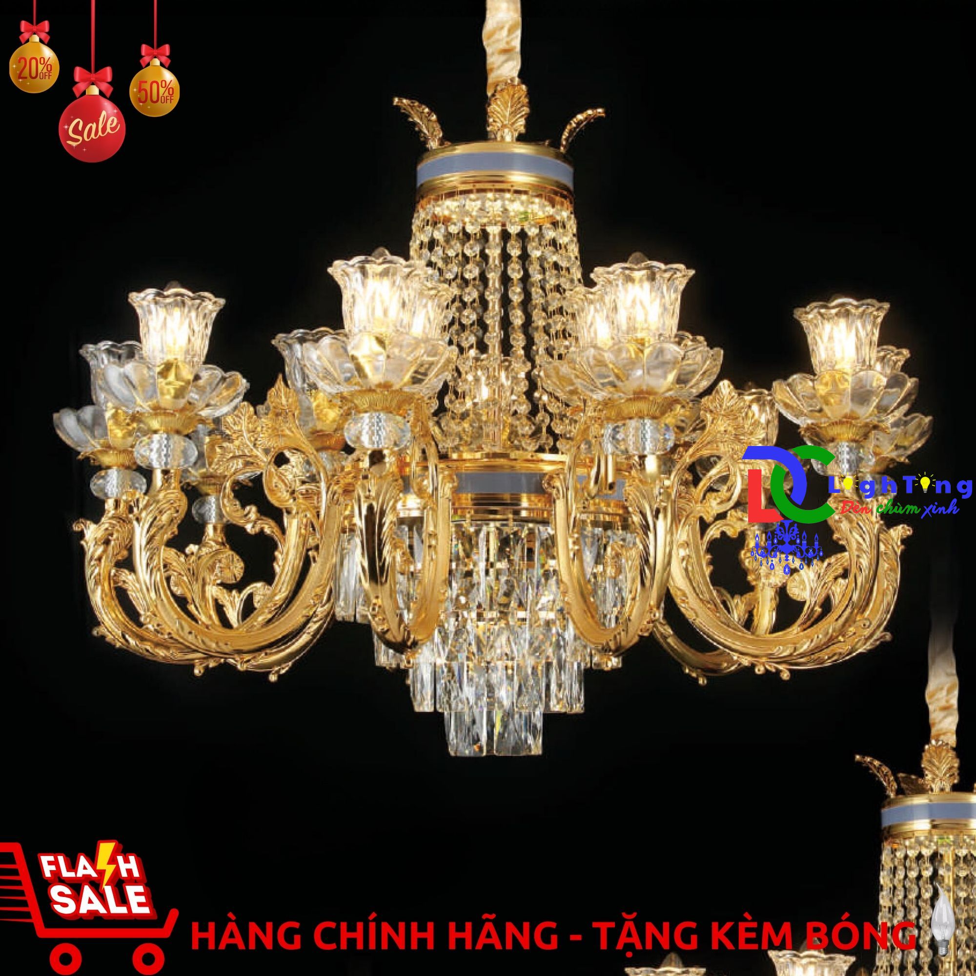 Đèn chùm pha lê CN-3126/10+5 chính hãng trang trí nhà sách, nhà cổ, quán ăn...vvv