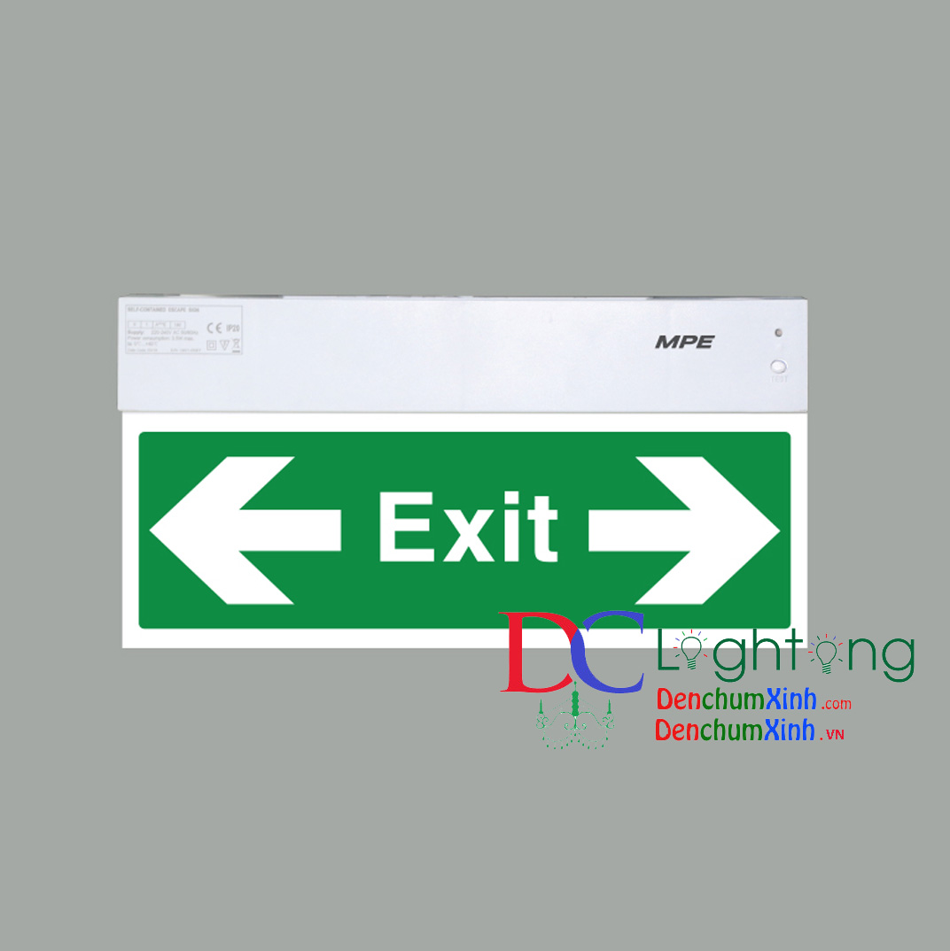 Đèn báo Exit đa năng 2 mặt trái phải MPE EX2LR/M lắp trường học