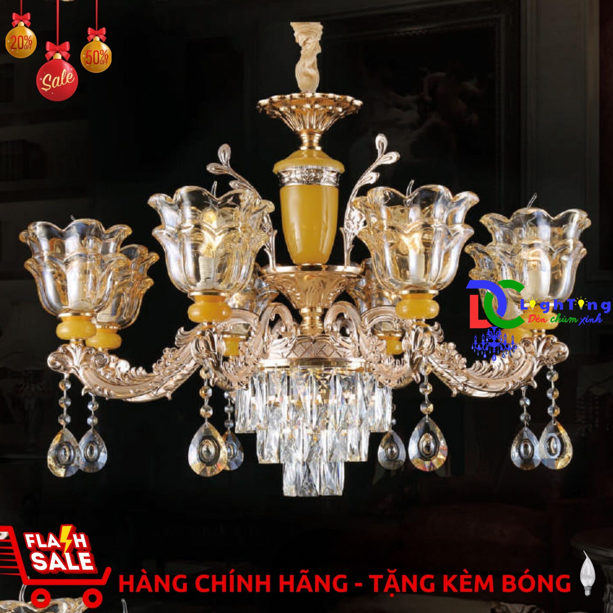 Đèn chùm pha lê CN-6768/6 chính hãng trang trí phòng bếp, Homestay, nhà hàng...vvv