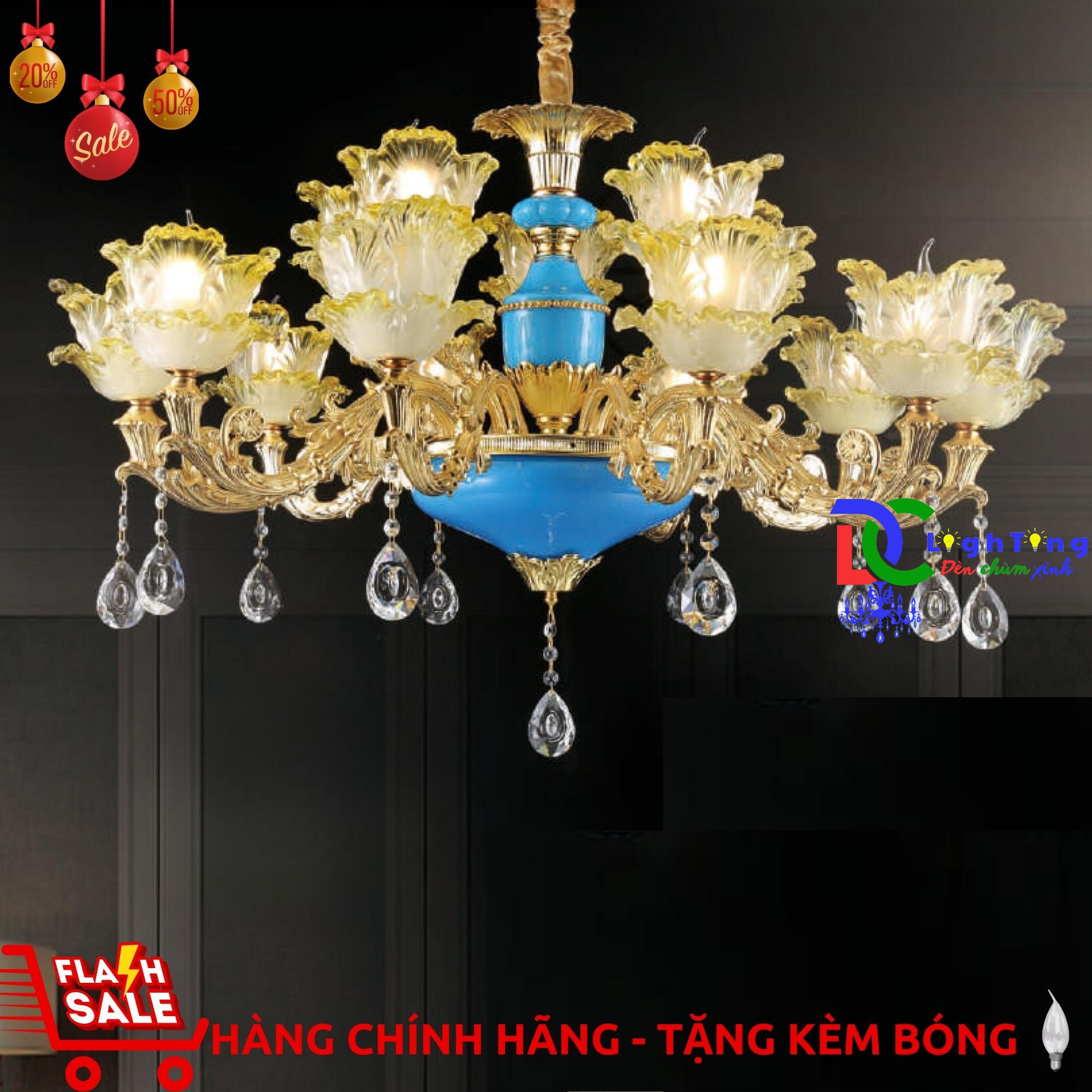 Đèn chùm pha lê CN-0768/10+5 trang trí bệnh viện, Spa, nhà cổ...vvv