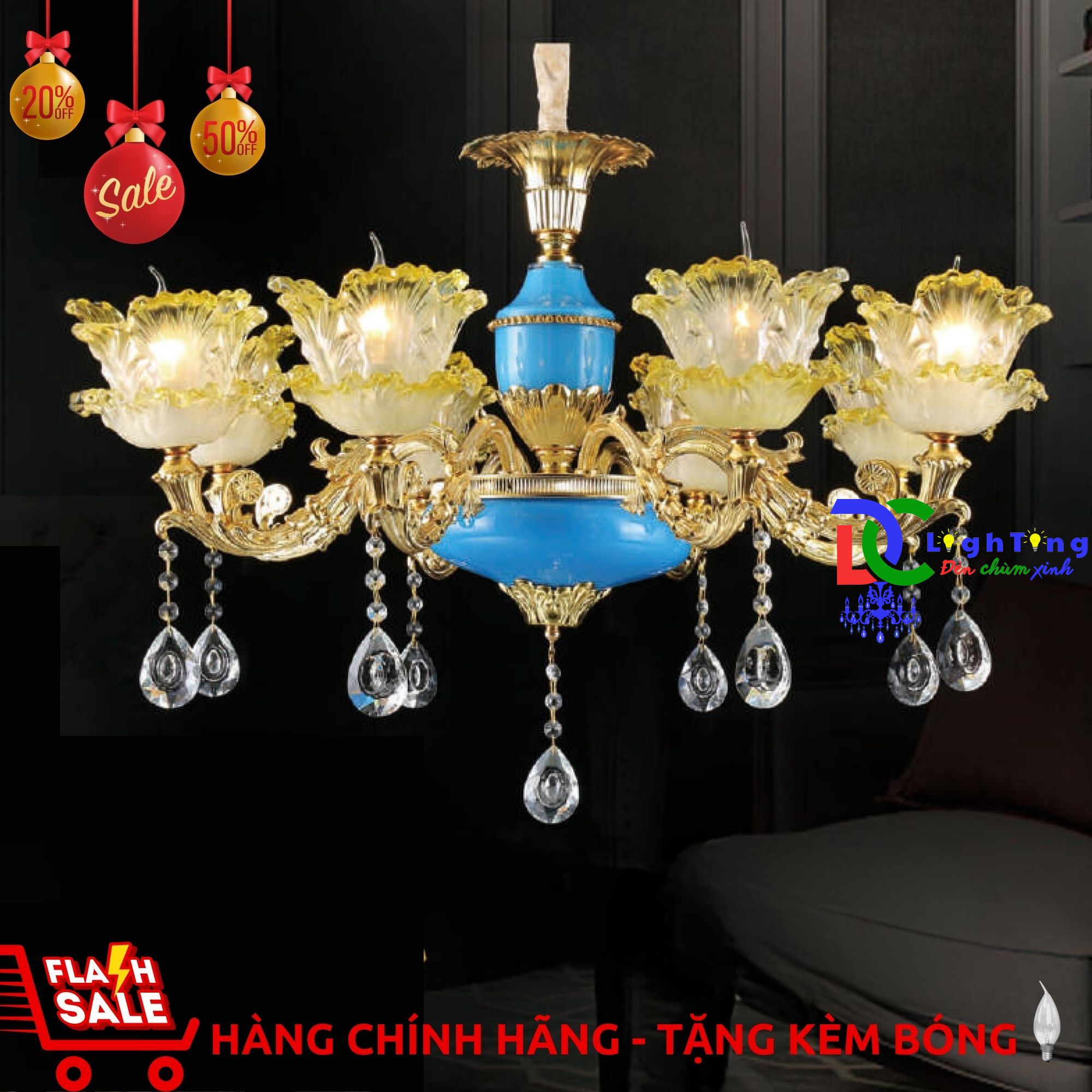 Đèn chùm pha lê CN-0768/8 trang trí phòng trưng bày, Showroom nội thất, khách sạn...vvv