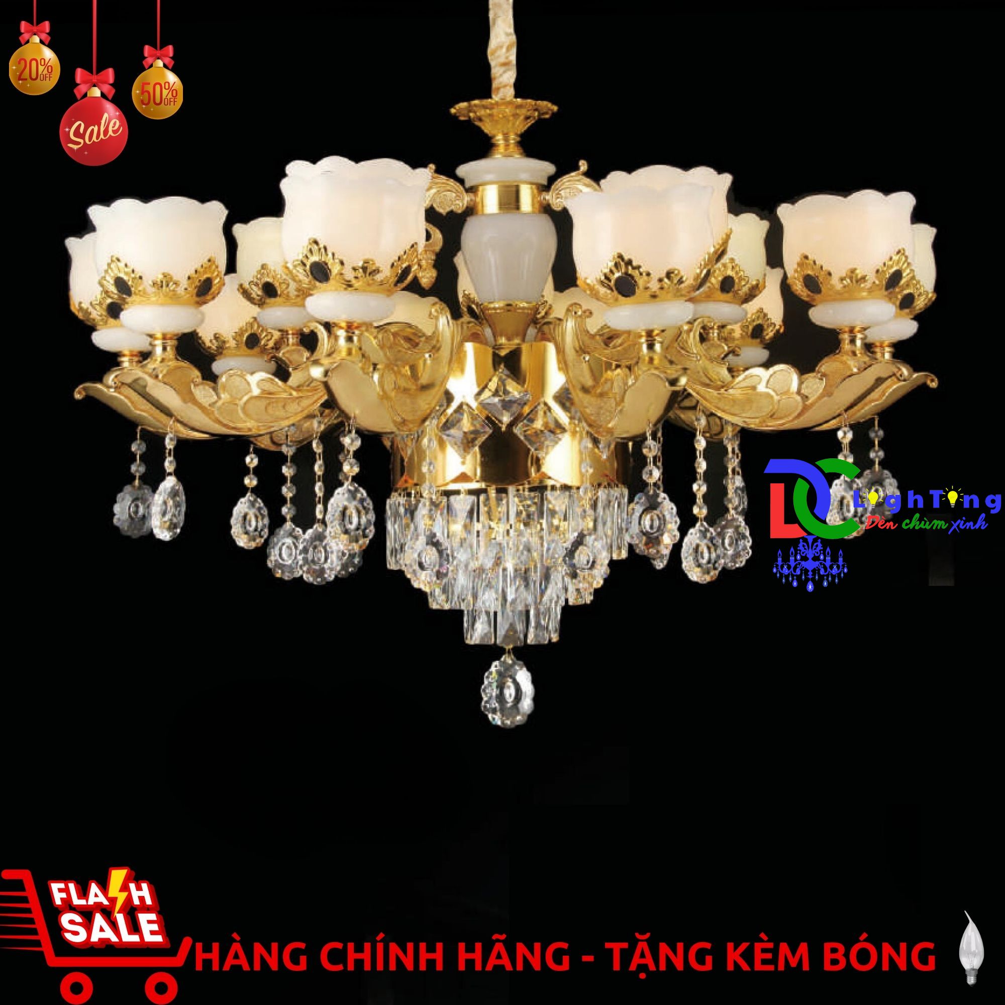 Đèn chùm pha lê CN-1126/10+5 trang trí bệnh viện thẩm mỹ, Tiệm trang sức, phòng khách...vvv