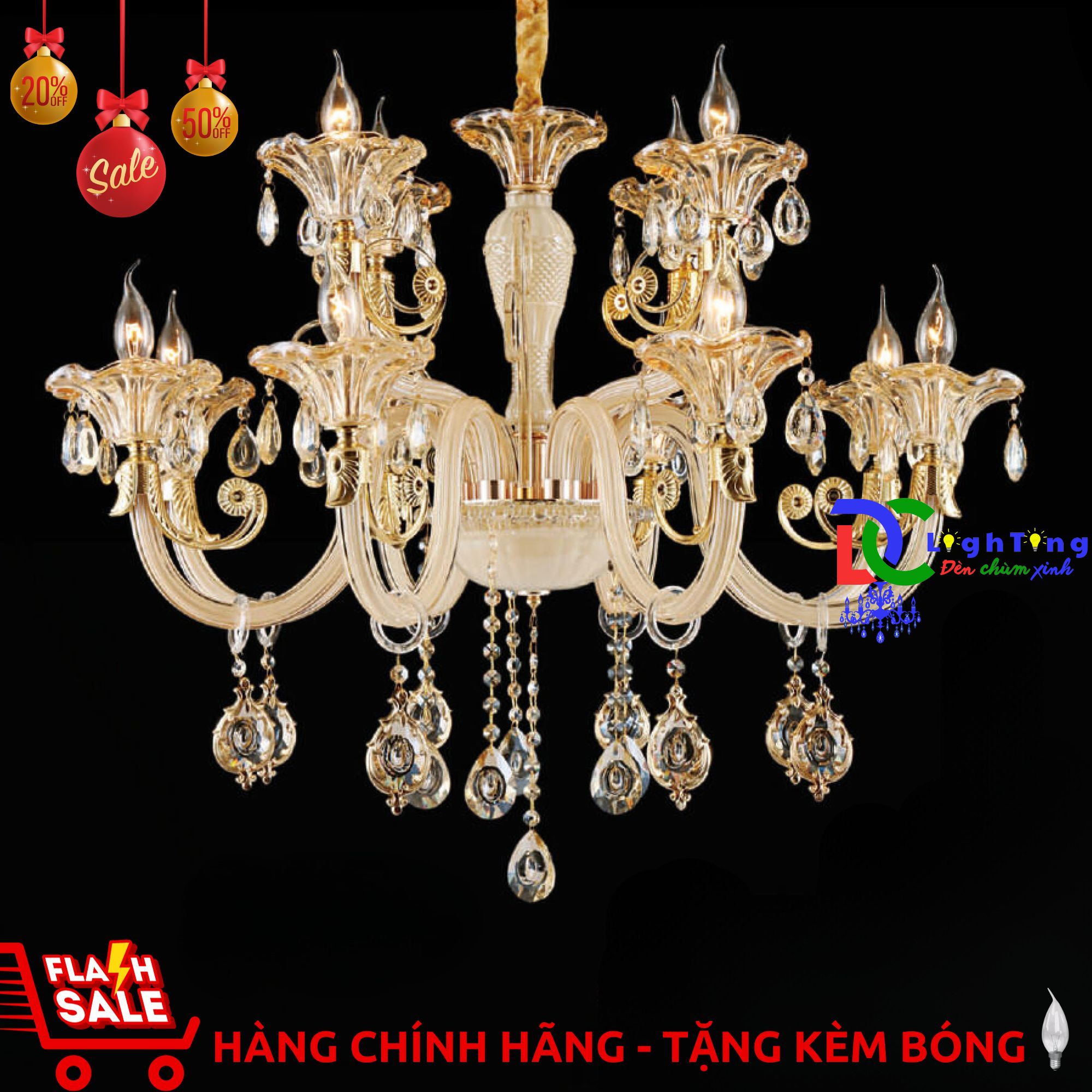 Đèn chùm nến cổ điển CN-7809/8+4 chính hãng trang trí khu du lịch, quầy bar, nhà hàng....vvv