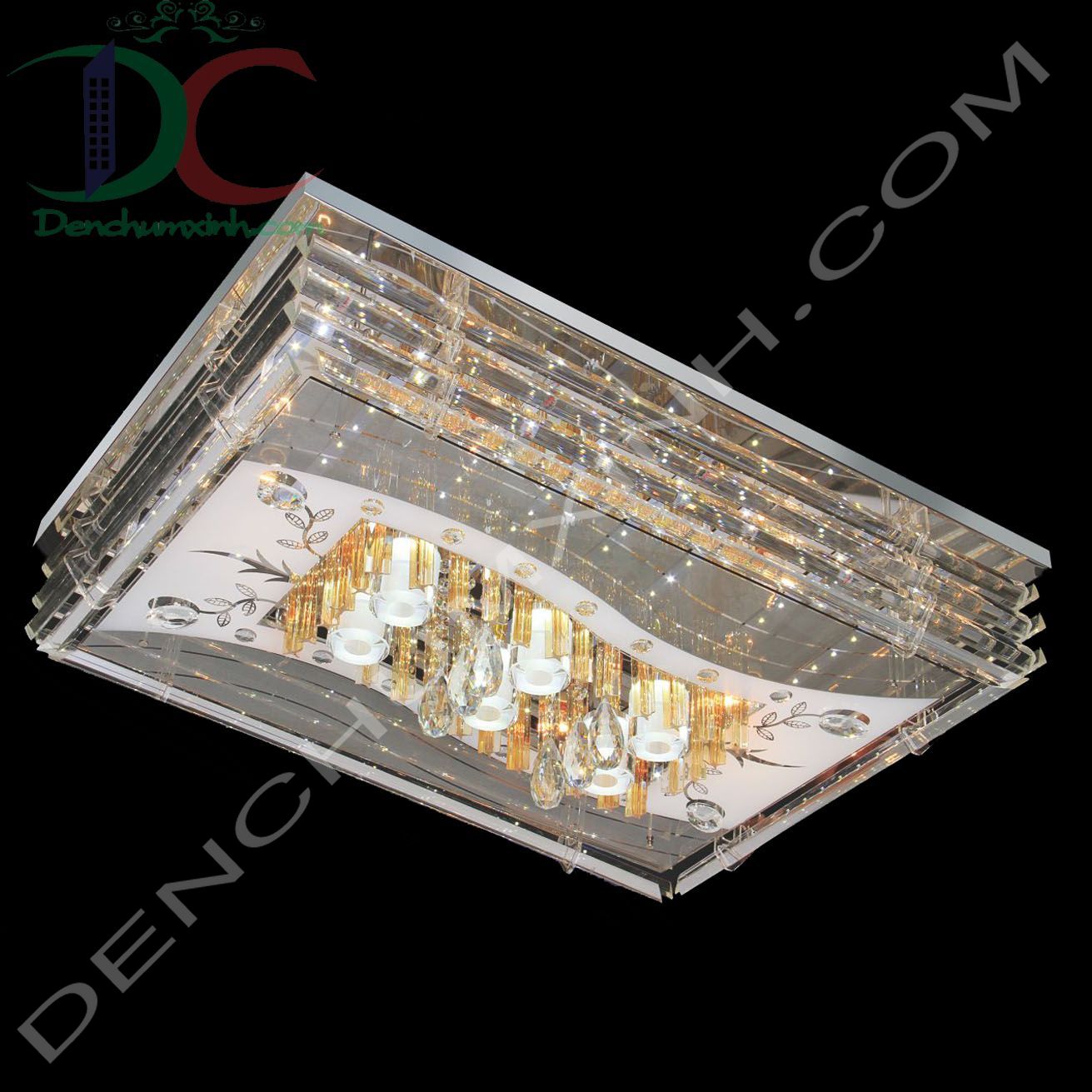Đèn mâm ốp trần pha lê DCX6599A ( Rộng 80cm )