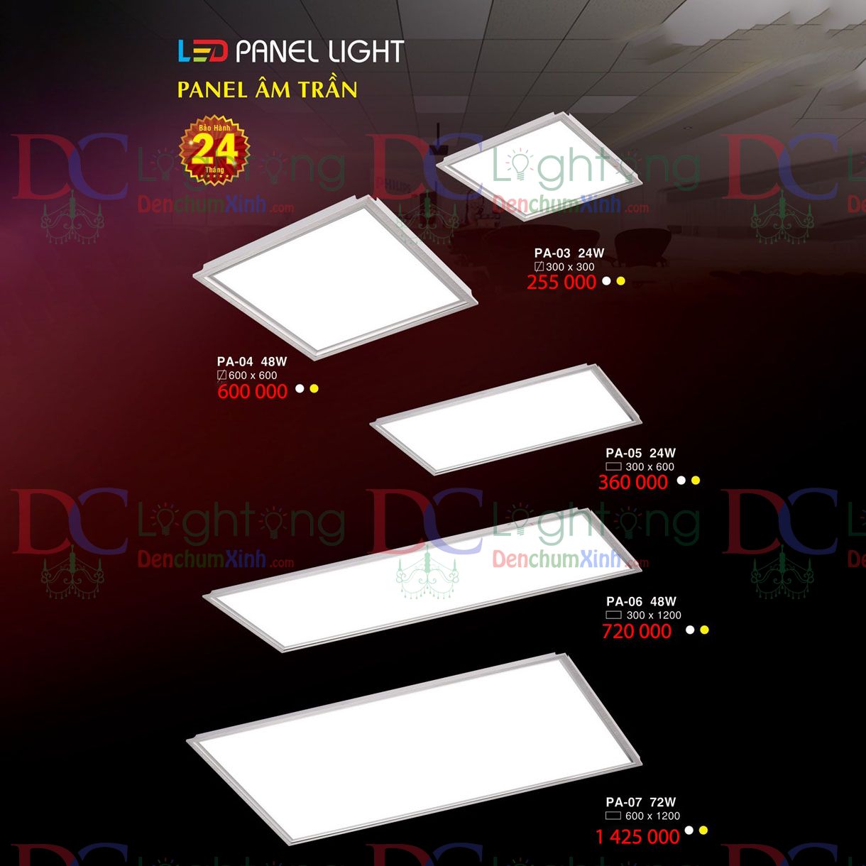 Đèn Âm Trần Panel 60x60 - Hàng Cty BH 24 Tháng