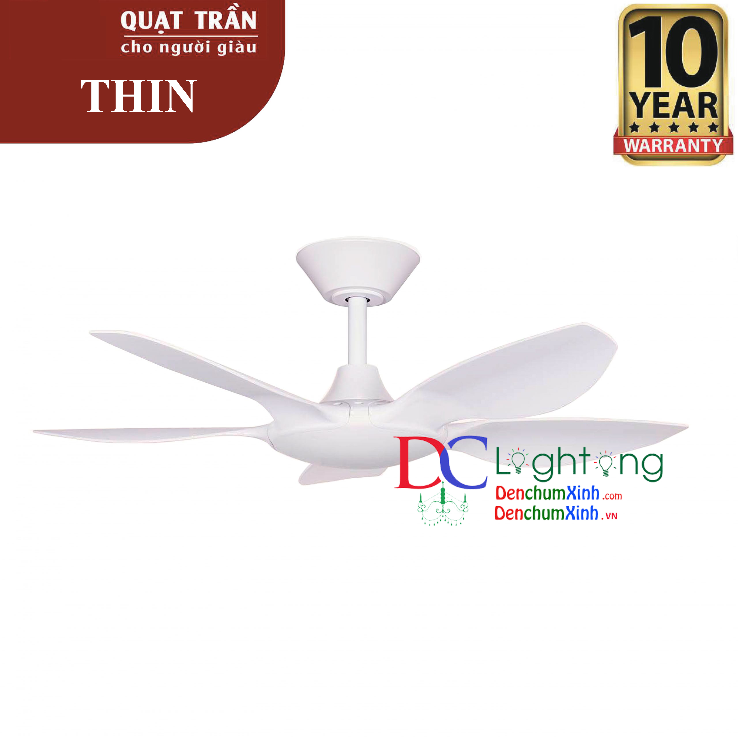 Quạt trần trang trí biệt thự - Quạt trần THIN 40 WH trang trí nhà ăn - BH Động cơ 10 năm