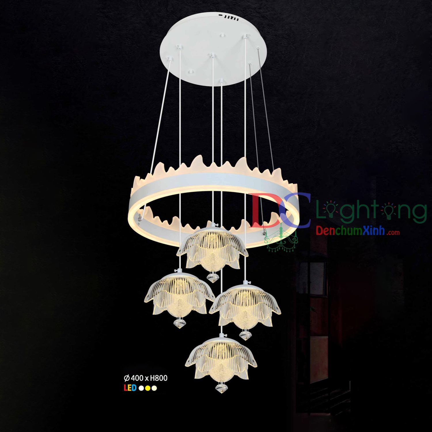 Đèn Thả LED Phòng Ăn DCX616/4 ( Rộng 40cm )