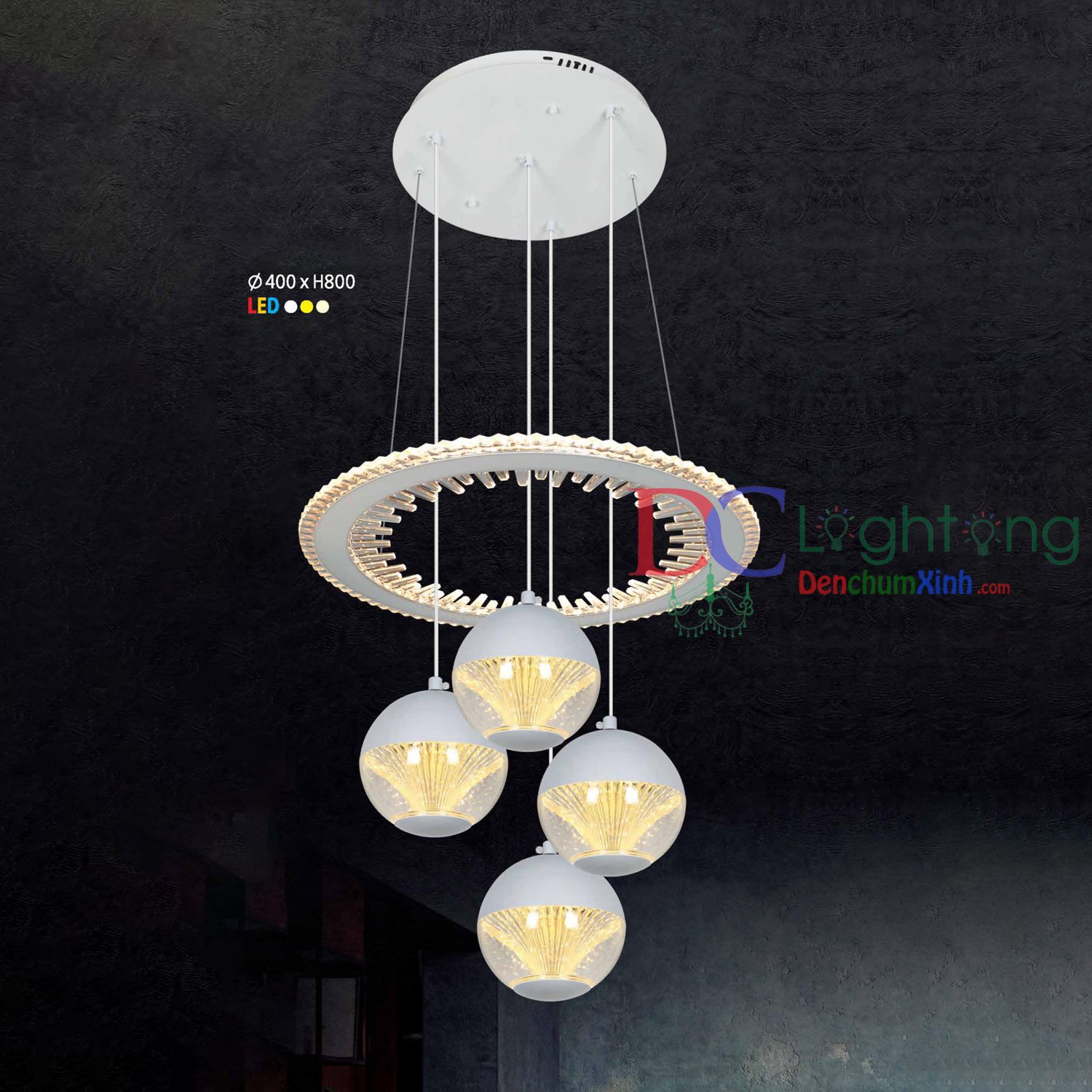 Đèn Thả LED Phòng Ăn DCX618/4 ( Rộng 40cm )