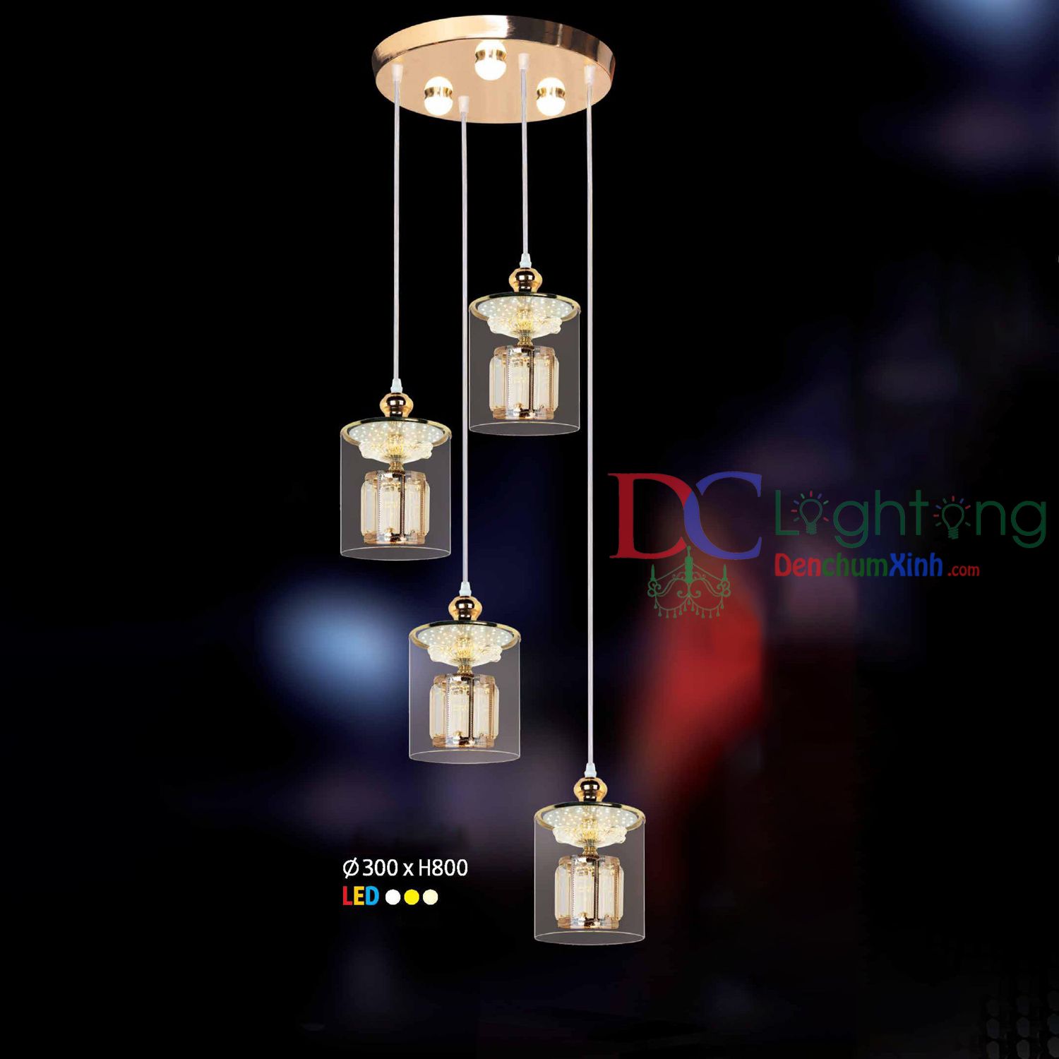Đèn Thả LED Phòng Ăn DCX1483/4 ( Rộng 30cm )