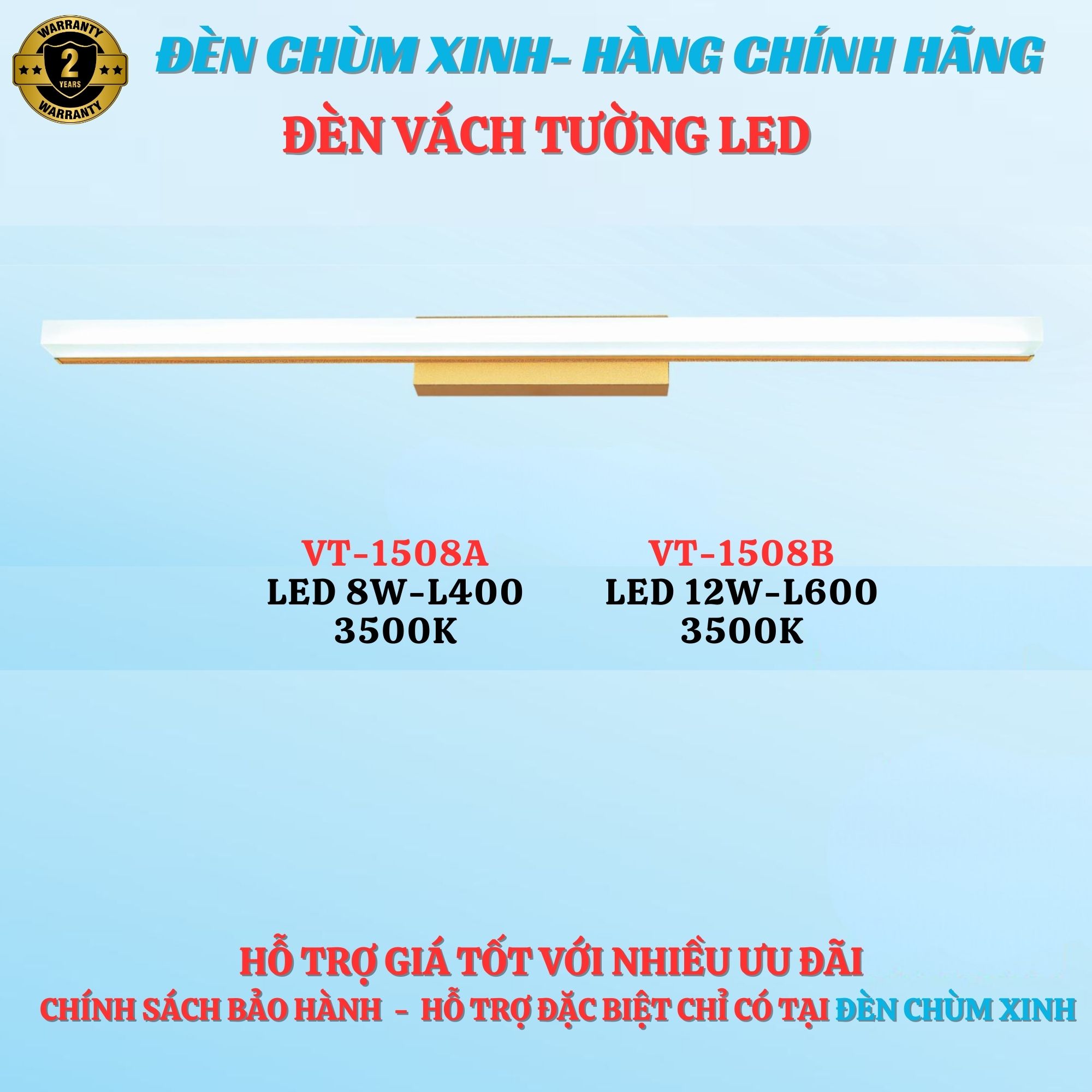 Đèn vách tường & đèn rọi gương VT1508B-MỚI 2025