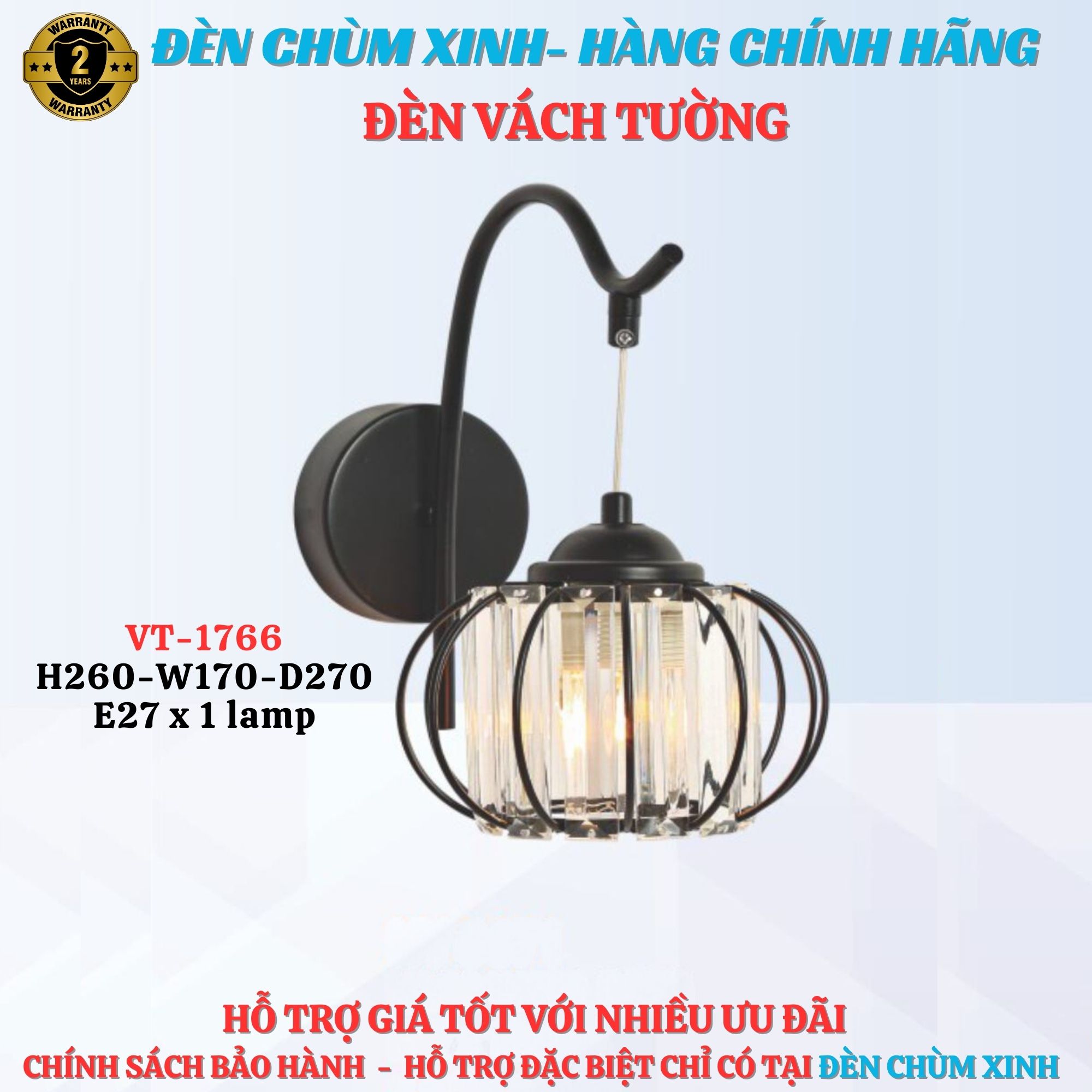 Đèn vách tường VT1766-MỚI 2025